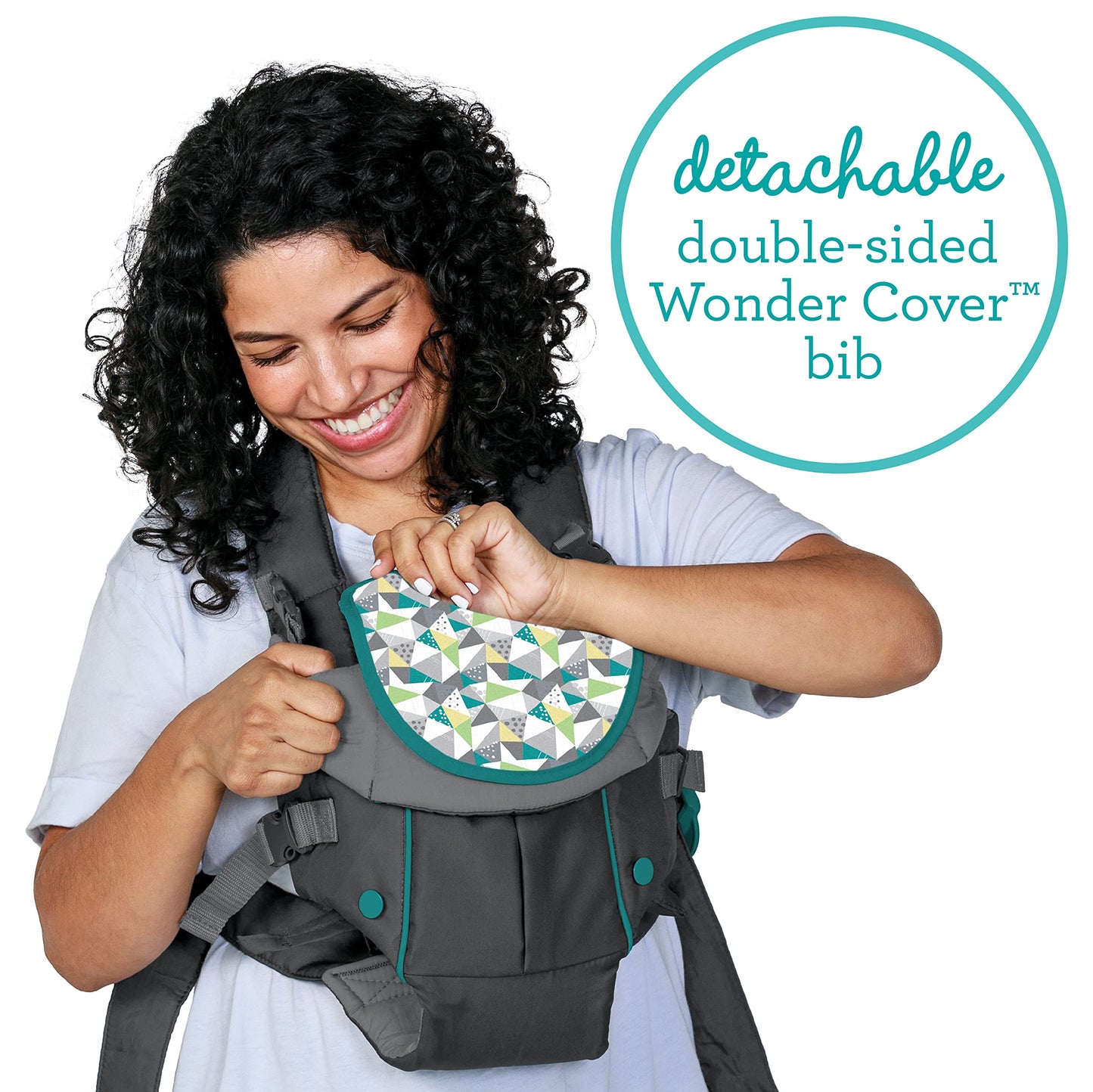 Infantino Swift Classic Baby Carrier, 2 Ways to Carry with Wonder Cover Bib, Adjustable Strap, Registry Essential, Baby Carrier for Newborn to Toddler 3,18-11,79kg, Gray