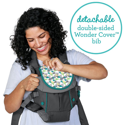Infantino Swift Classic Baby Carrier, 2 Ways to Carry with Wonder Cover Bib, Adjustable Strap, Registry Essential, Baby Carrier for Newborn to Toddler 3,18-11,79kg, Gray