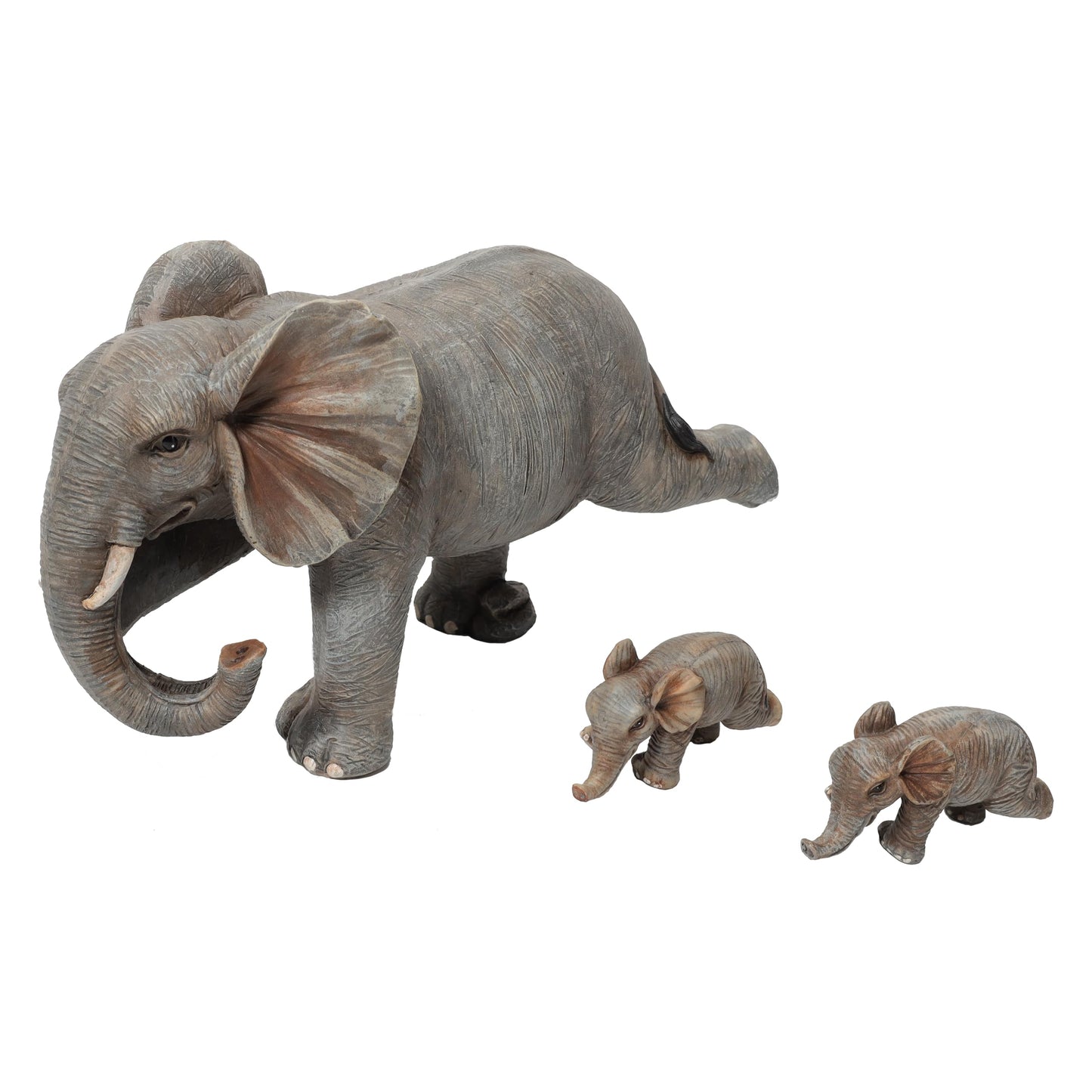 ARTCOS Yoga Elephant Family Statue, 3-Piece Mother & Babies Figurine Set, Good Luck Home & Office Decor, Housewarming Gifts for Women