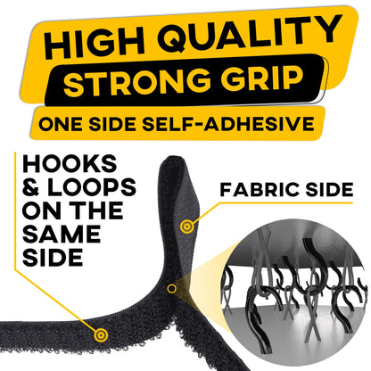 Hook and Loop Cable Straps with 50 Bucklets and 25 Carabineres, Reusable Fastening Cable Ties, Wire Management Securing Strap for Cable Tidy, Wire Management, Multi-Purpose Cord Organizer (Black)