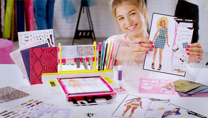 Style 4 Ever OFG 232 Fashion Designer Studio, Real Adhesive Fabrics, Design From Scratch, Stickers, Gems, Pencils, Gluestick + So Much, Multicoloured, Studio-OFG232