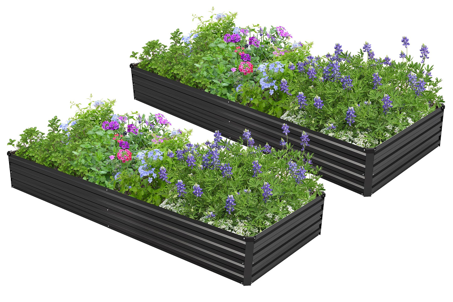 Easllre 2PCS 8x4x1ft Galvanized Raised Garden Bed Kit, Galvanized Planter Raised Garden Boxes Outdoor, Large Metal Raised Garden Beds for Vegetables,Black