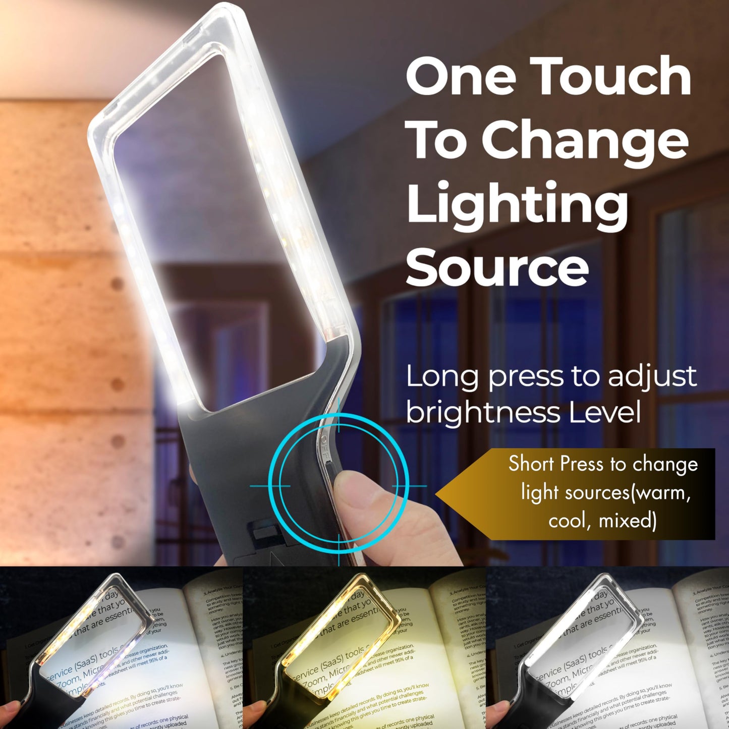 MAGNIPROS Patented 3X Large Magnifying Glass with Light | 3 Color Light Modes | Anti-Glare Lens & Stepless Dimmable LEDs | Perfect for Reading Fine Print & Inspection - Ideal for Seniors & Low Vision