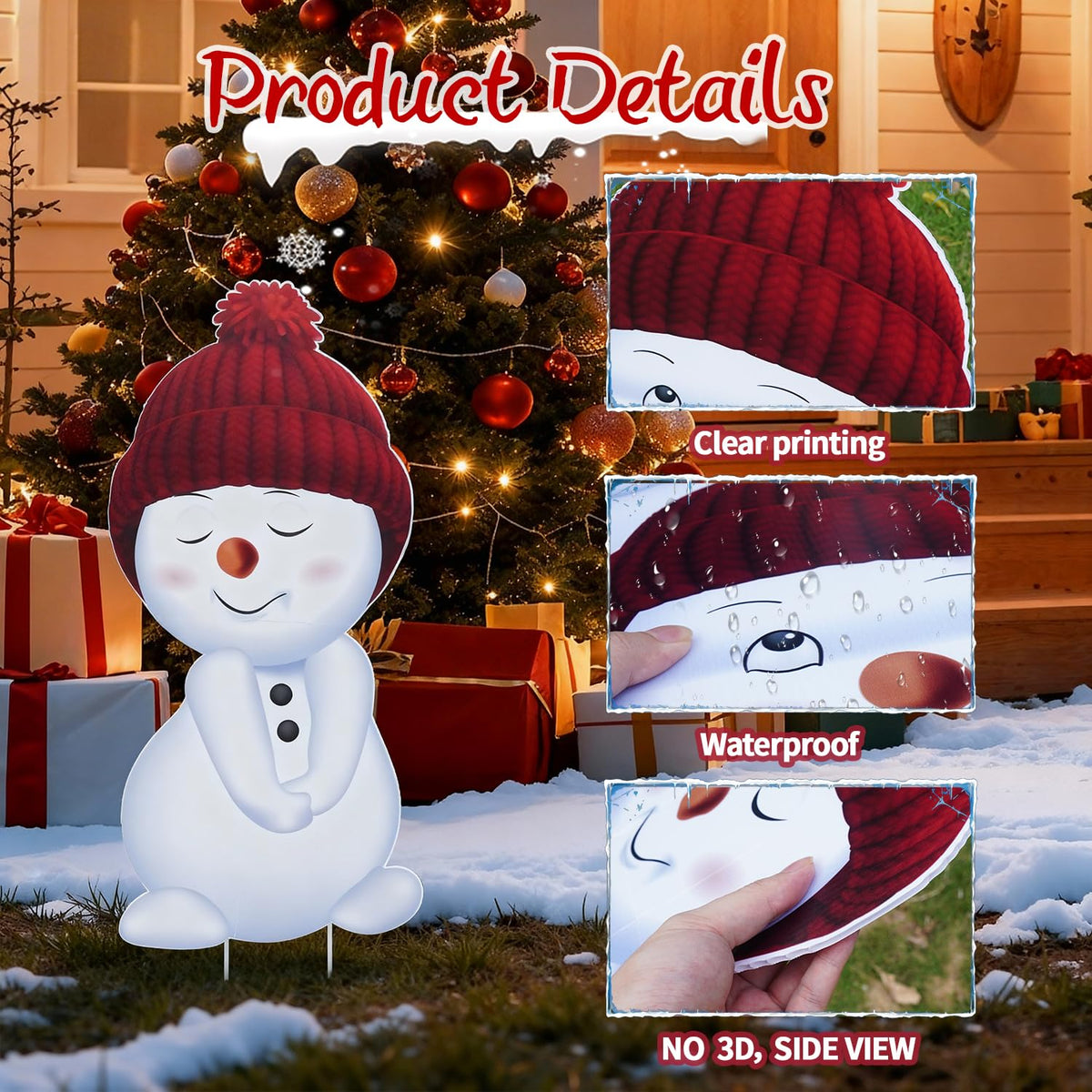 Jo.Devivre Christmas Decorations Outdoor, 2pcs Cute Snowman Yard Stakes, Large Snowman Garden Decorative Stakes for Christmas Decor, Yard Signs for Garden, Home, Lawn,Patio&Planter