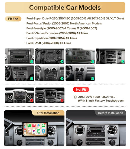 AINAVITO 10 Inch for Ford F150 Radio 2004-2008, F250/F350/450/550 2008-2016 Radio Upgrade Wireless CarPlay Android Auto, Plug and Play, 5G Wi-Fi, Bluetooth 5.0 QLED Touch Screen Car Stereo