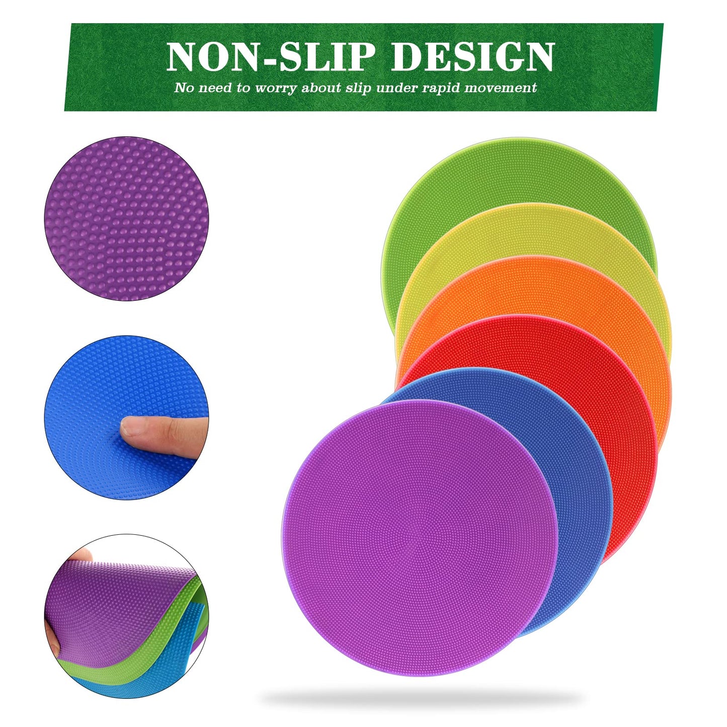 ZIECE Poly Spots Spot Markers for Gym Floor, 9inch 36 Pcs Flat Cones Non-Slip Rubber Floor Dots Circles for Sports Soccer Basketball Agility Training Dance Classroom