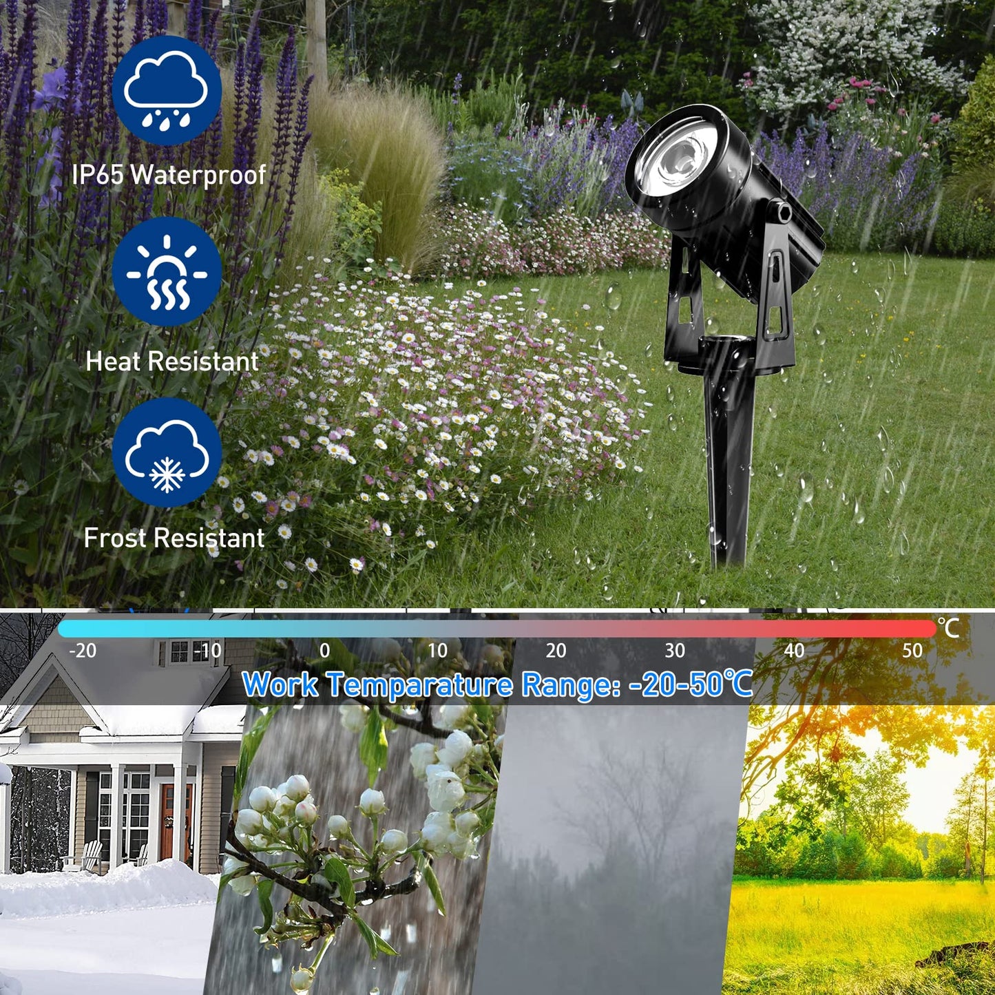 T-SUNUS Solar Garden Spot Lights, LED Solar Light Outdoor Waterproof Auto ON/Off for Garden, Driveway, Pathway, Pool Area, Christmas Decorations(Warm White 3000K)