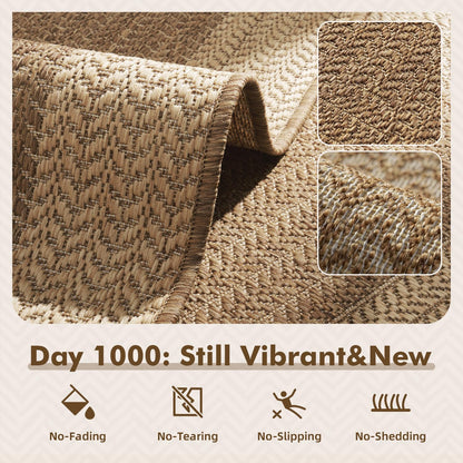 MontVoo-Outdoor Rug-Patio Rug 8x10 ft Polypropylene Indoor Outdoor Rugs Outdoor Carpet for Patio Deck Balcony Porch, Textured Weave, Durable for High Traffic, Fade-Resistant, Modern Neutral Brown