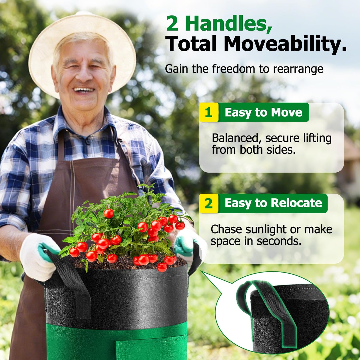 Xpatee 6 Pack Potato Grow Bags with Flap, 15 Gallon Grow Bags for Growing Potatoes, Colorful Durable Fabric Garden Planter Pots with Harvest Window for Tomatoes Vegetables Fruit Flowers Herbs