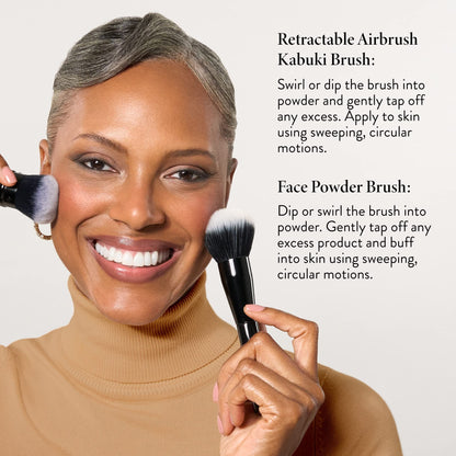LAURA GELLER NEW YORK Retractable Black Kabuki Brush for Liquid, Cream and Powder Face Makeup With Aluminum Handle