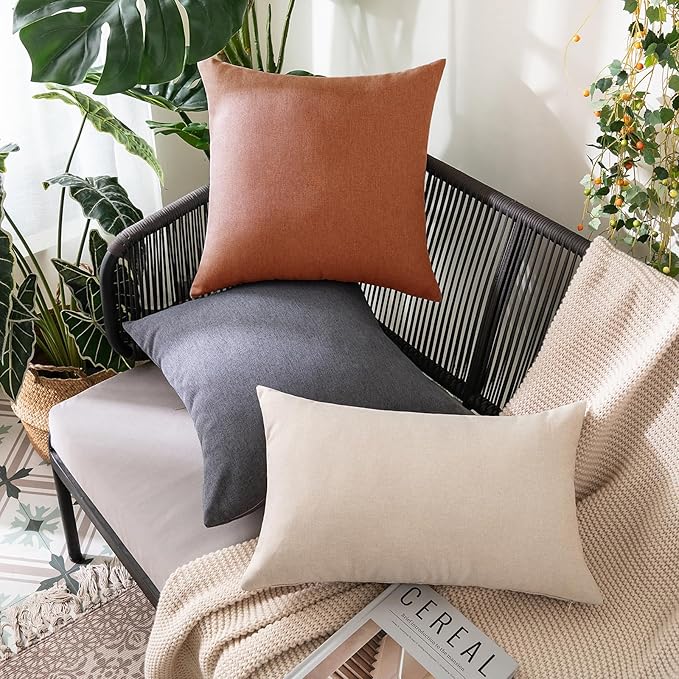 MIULEE Pack of 2 Decorative Outdoor Solid Waterproof Throw Pillow Covers Faux