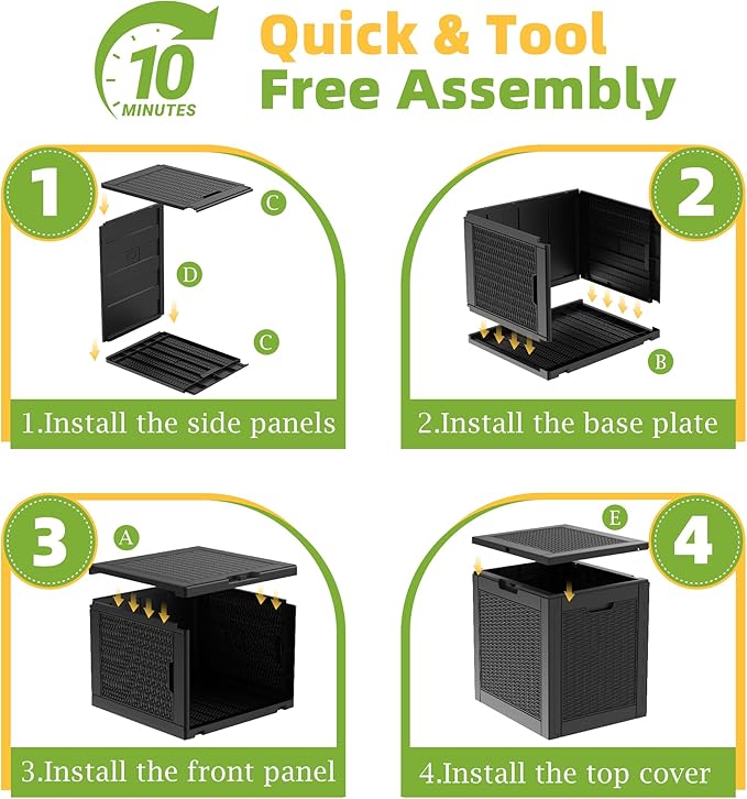 31 Gallon Outdoor Storage Box Weather Resistant UV Protection Waterproof Resin Deck Box for Garden, Patio, Porch, Delivery(Rattan Black)