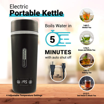 Organic Gift Set with Portable Kettle - 36 Piece Gift for Tea Lovers - Includes Insulated Mug, Assorted Organic Teas, Honey Sticks & Accessories - Ultimate Brewing Experience
