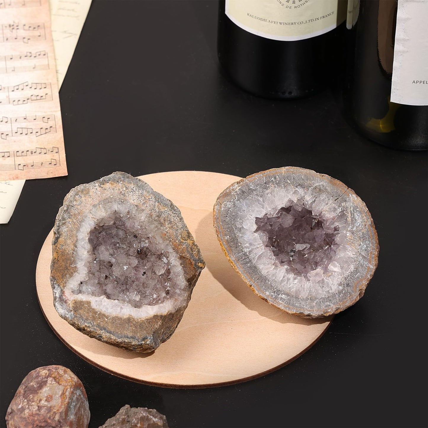 mookaitedecor Natural Agate Geode Quartz Crystal Cluster, Irregular Raw Geodes Rocks Stone Mineral Specimen Cave Collection Home Office Decor, 201-300 g