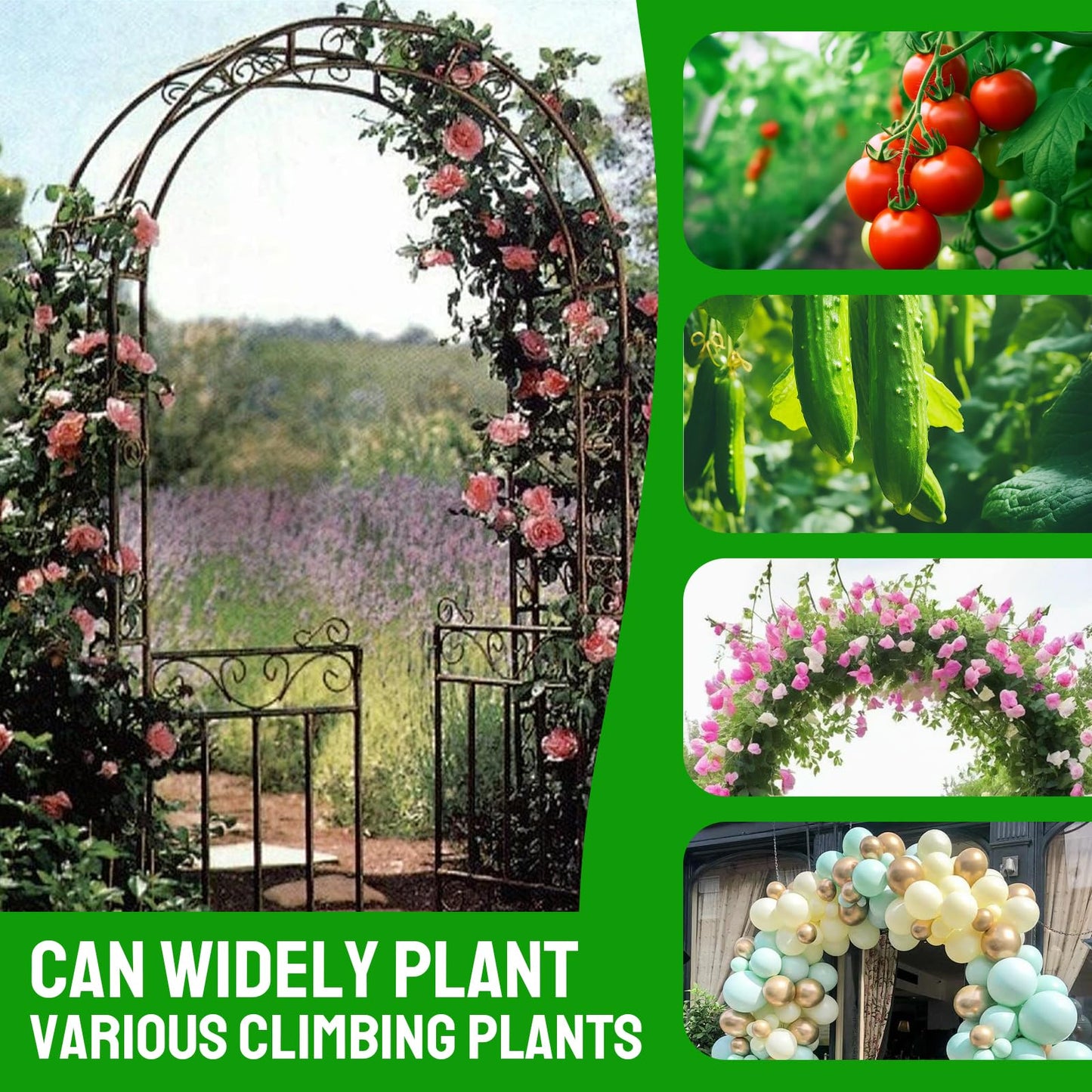 Metal Wide Garden Arch Trellis for Climbing Plants Roses Vines, 53" W x 84" H Wide Garden Archway Arbor Trellis for Lawn Wedding and Bridal Party Decoration