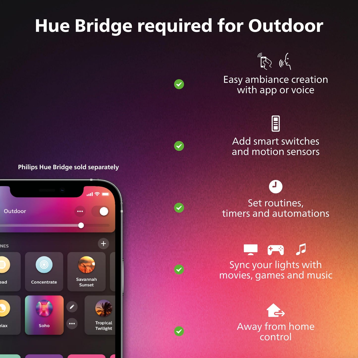 Philips Hue White & Colour Ambiance Discover Outdoor Floodlight, Smart Outdoor Lighting with App and Voice Command, Adjustable Garden Light