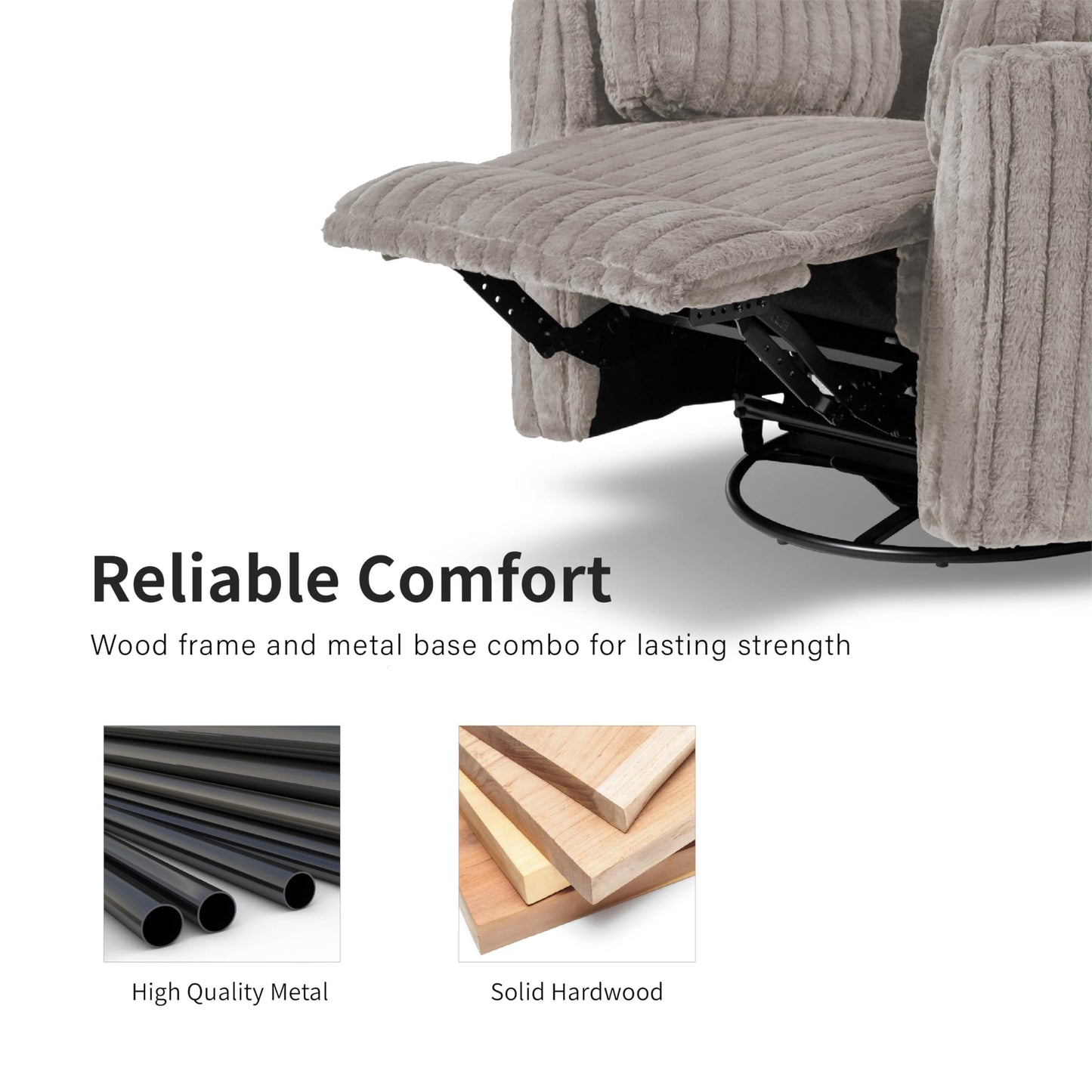 Furniture of America Vyrinor Modern Chenille Power 220° Swivel Recliner Chair with Pillows, Reclining Glider, Comfy Sofa, Wooden Comfortable Couch for Living Room, Nursery, Home Theater, Taupe