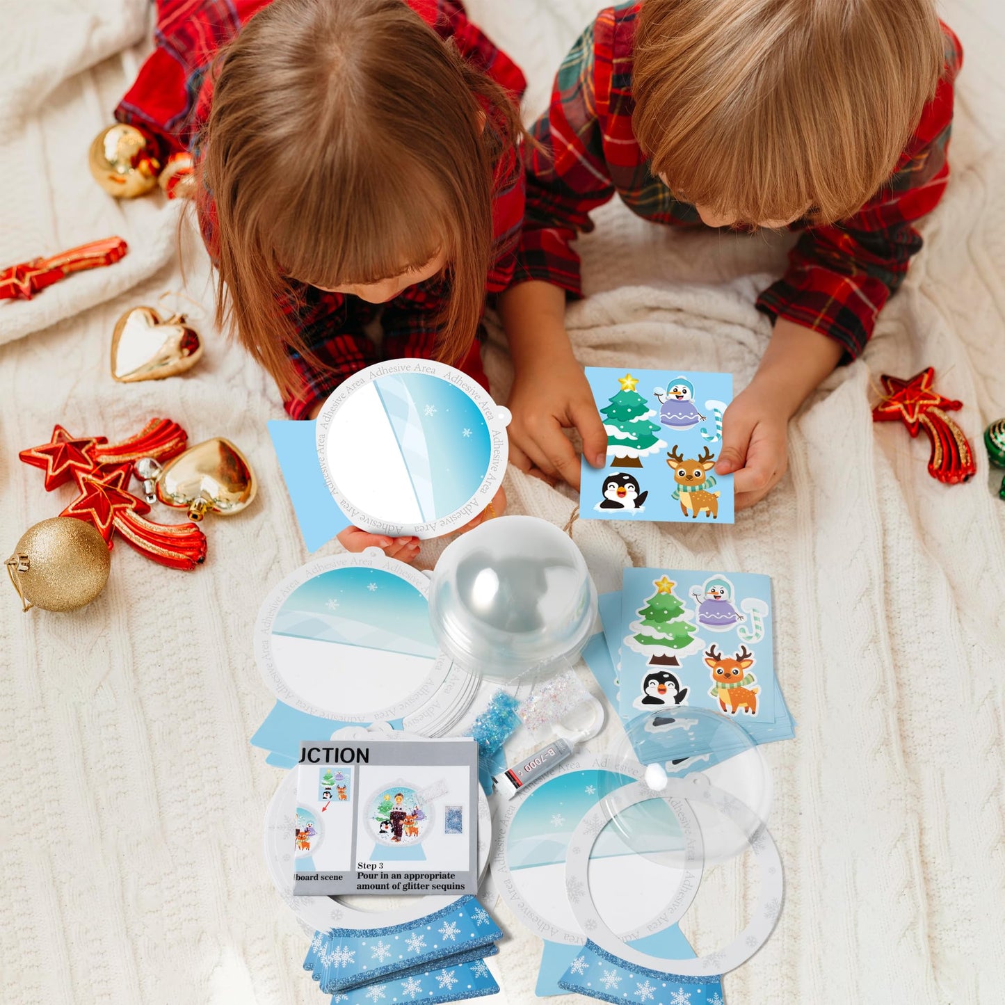 WATINC Christmas DIY Shaking Ornament Snow Globe Craft Kit, 20Pcs Winter Snowglobe Hanging Ornaments with Glitter Sequins Sugar Paper, Snowman Tress Hanging Craft Decor for School (Winter Snowflakes)