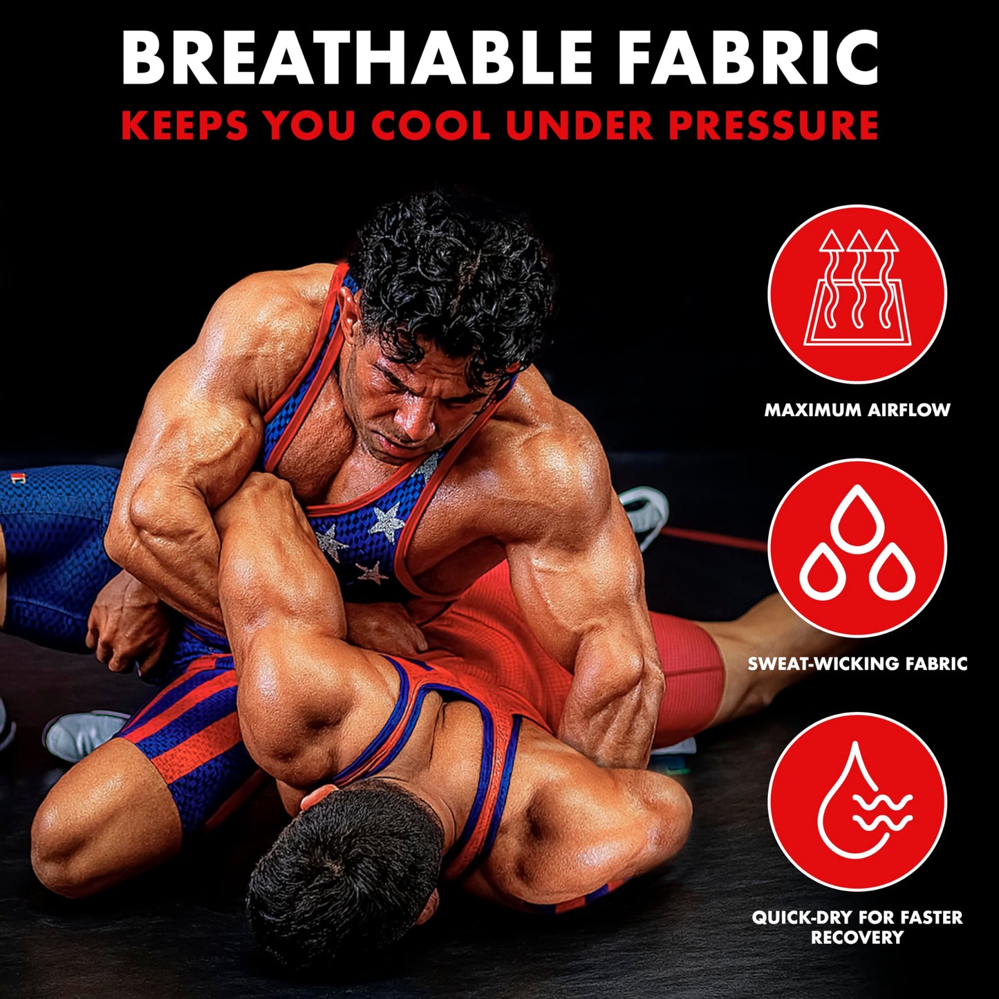 CALI Bear Wrestling Singlet-Black-Red-XS
