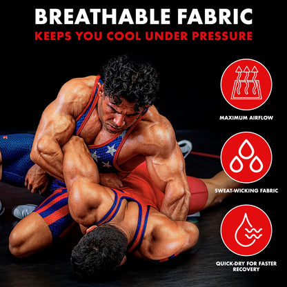 CALI Bear Wrestling Singlet-Black-Red-XS