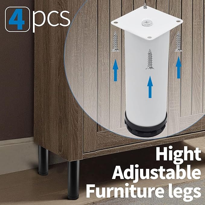 6 Inch Metal Furniture Legs Stainless Steel Adjustable Legs White Metal Legs