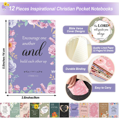 48 Pcs Christian Bulk Gifts for Women Include Bible Verse Notebook Scripture Pen Magnetic Cross Bookmark Organza Bag Inspirational Religious Journal for Church Sunday School Easter Mothers Day Prizes