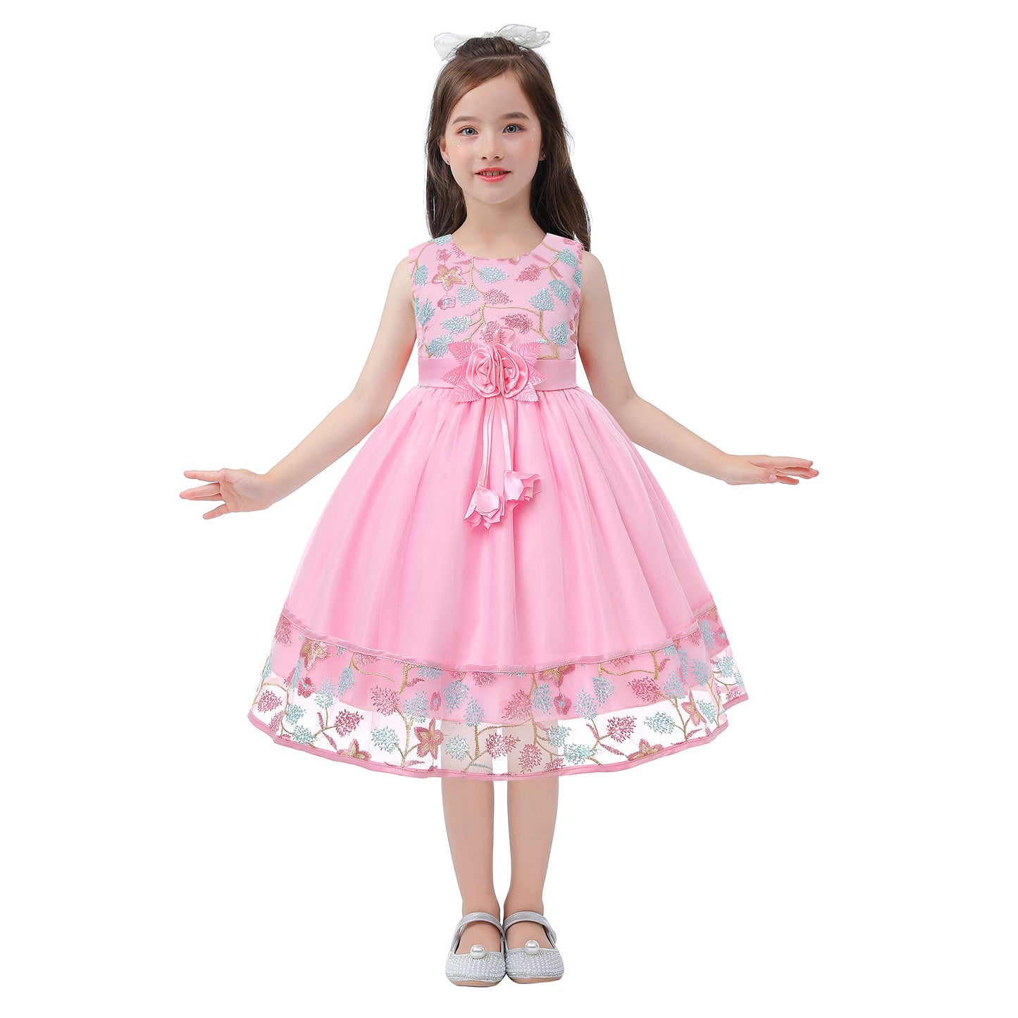 Cichic Girls Dresses Size 6 Kid Formal Dress for Pageant Holiday Birthday Party Pink Princess Gowns 7-8Years Old