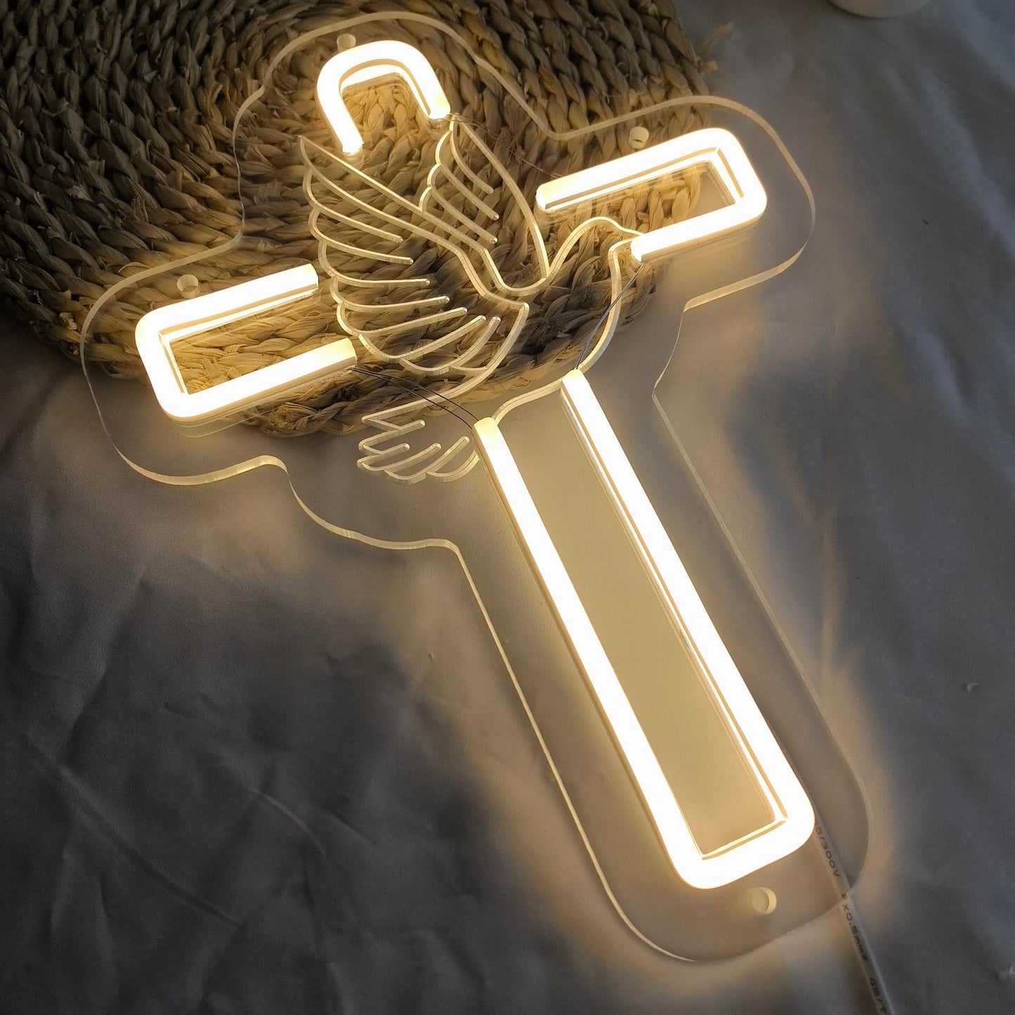 Dove of Peace Cross Neon Signs Jesus Neon Signs LED Wall Decor for Bedroom Living Room Weddings, LED Light Sign for Home Decor, Religious Events, Christmas Easter Celebrations Gifts
