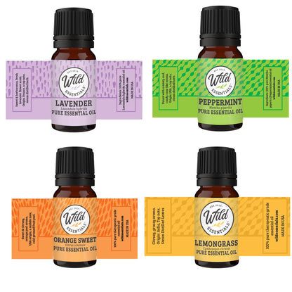 Wild Essentials Dragonfly Necklace Essential Oil Diffuser Kit with Lavender, Lemongrass, Peppermint, Orange Oils, 12 Refill Pads, Calming Aromatherapy Gift Set, Customizable Color Changing, Perfume