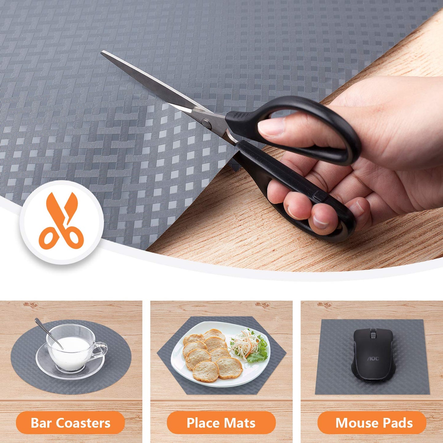 StaHom Shelf Liners for Kitchen Cabinets Refrigerator Liners Waterproof & Oil-Proof Kitchen Cupboard Liner Plastic Drawer Mats EVA Material Non Adhesive Fridge Liner for Shelves Gray 11.8 x 59 Inch