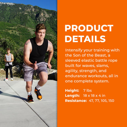 Stroops Son of The Beast Resistance Bands Battle Ropes Set | Elastic Training Rope with Power Pull Belt, Anchors, Carabiners & Agility Dots for Full Body Training | 77Lbs, Pro Kit - Black