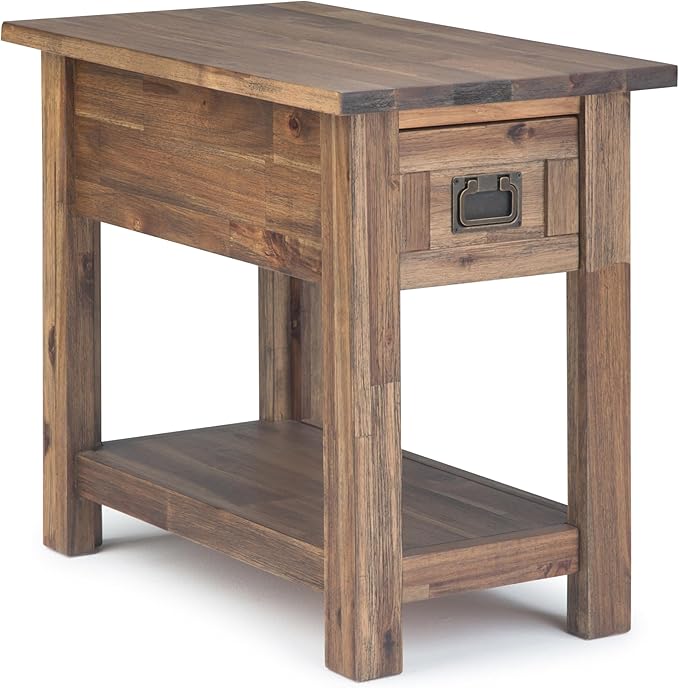 SIMPLIHOME Monroe Narrow Side Table – 14 inch Wide Solid Acacia Wood Narrow End