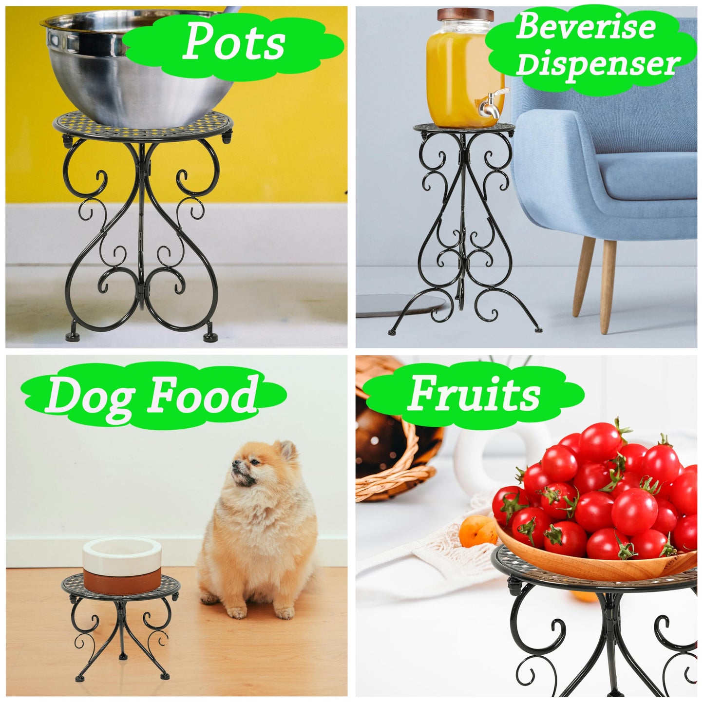 NAKUPE 4-Pack Metal Plant Stand for Indoor Outdoor, Heavy Duty Flower Pot Stands for Multiple Plants, Rustproof Iron Planter Holder Display Shelf for Patio Home Garden Porch Balcony(Black)