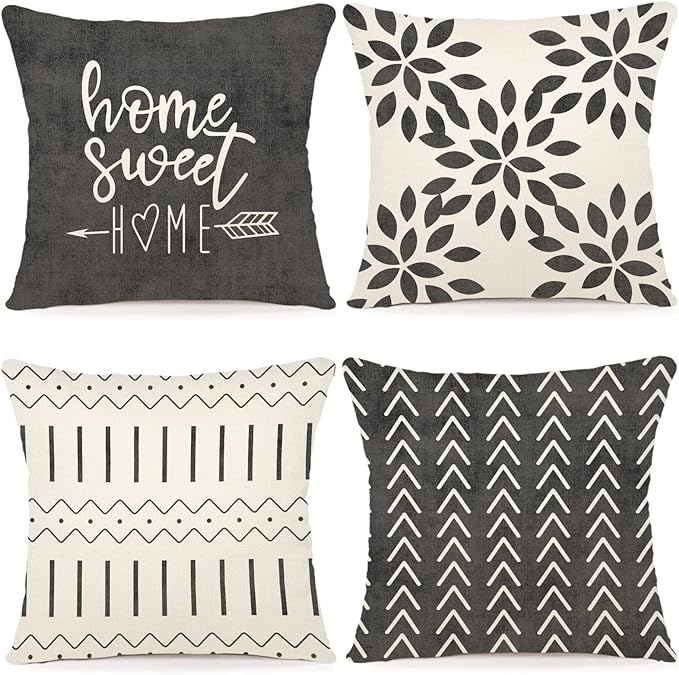 YCOLL Pillow Covers 20x20 Set of 4, Modern Sofa Throw Pillow Cover, Decorative
