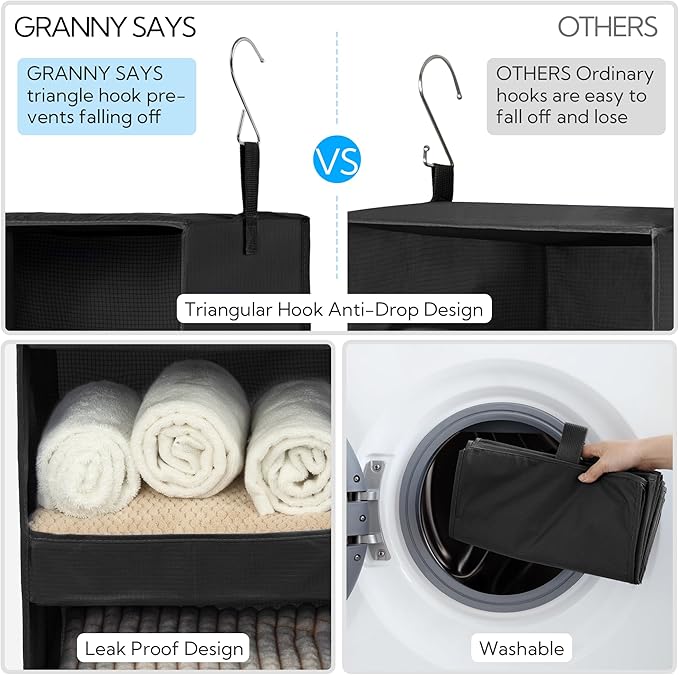 GRANNY SAYS Hanging Closet Shelf, 3-Shelf Foldable Hanging Organizers and