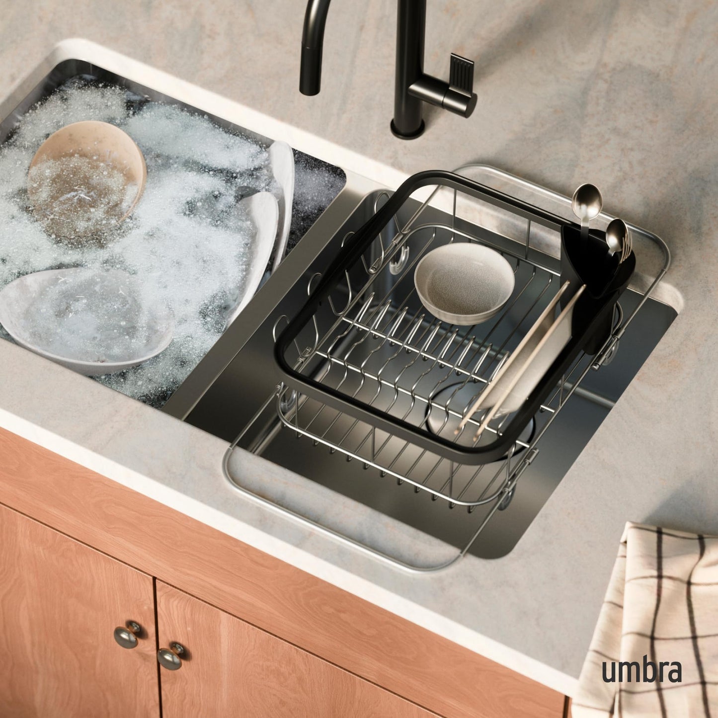 Umbra 1004292-047 Sink Dish Rack, Black Large