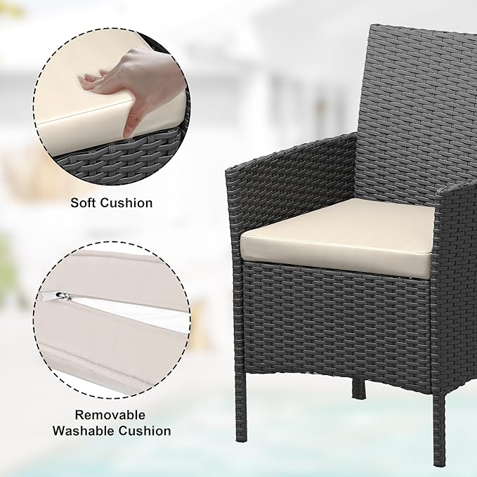 GarveeLife 3 Piece Patio Furniture Set, Rattan Outdoor Furniture