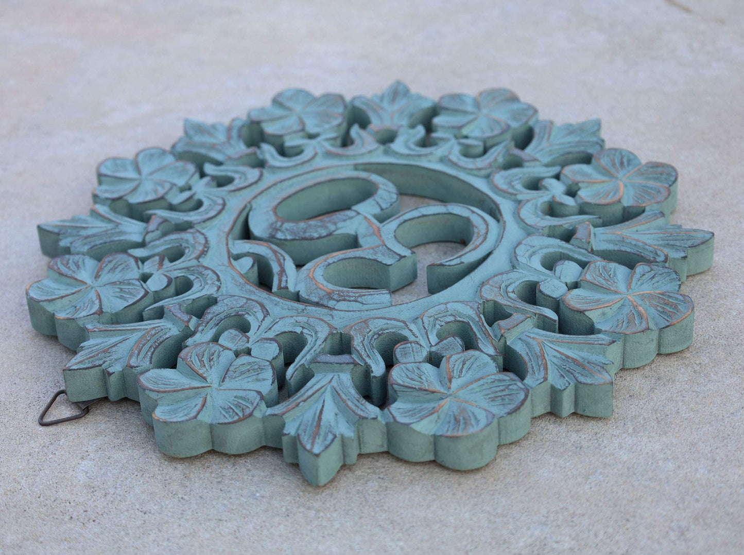 DharmaObjects Handcrafted Wooden Om Wall Decor Hanging Art (OM TURQUOISE)