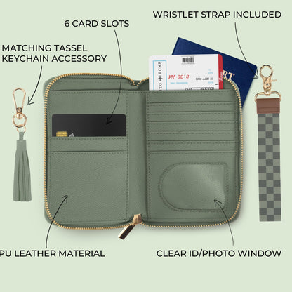 Beautiful Passport Holder for Travel with Wristlet Strap - All-in-One Wallet for Women with Card Slots and Tassel Keychain - Perfect RFID Blocking Case to Keep Your Travel Documents Organized & Safe