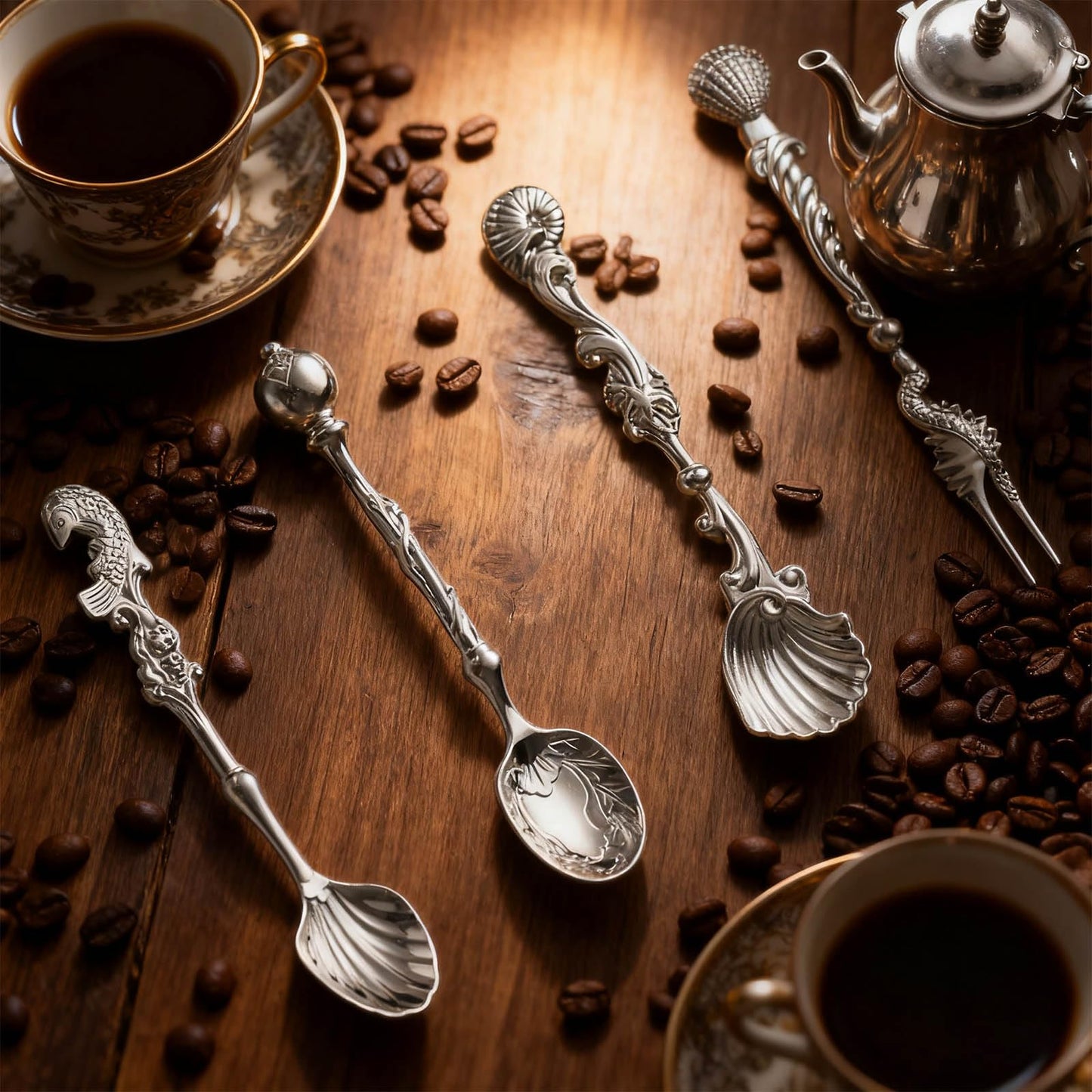 Elegant Demitasse Scoops for Seasoning Coffee Dessert Drink Mixing Metal Zincs Alloy Dessert Spoon Kitchen Gadget Salt Spoon