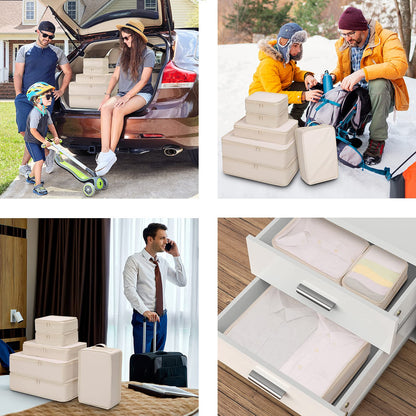 Travel Organizer,Mossio 6 Piece Various Size Durable Packing Cubes Pouch Beige