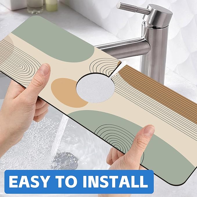 Abstract Minimalistic Geometric Kitchen Sink Splash Guard Mat Absorbent Fast