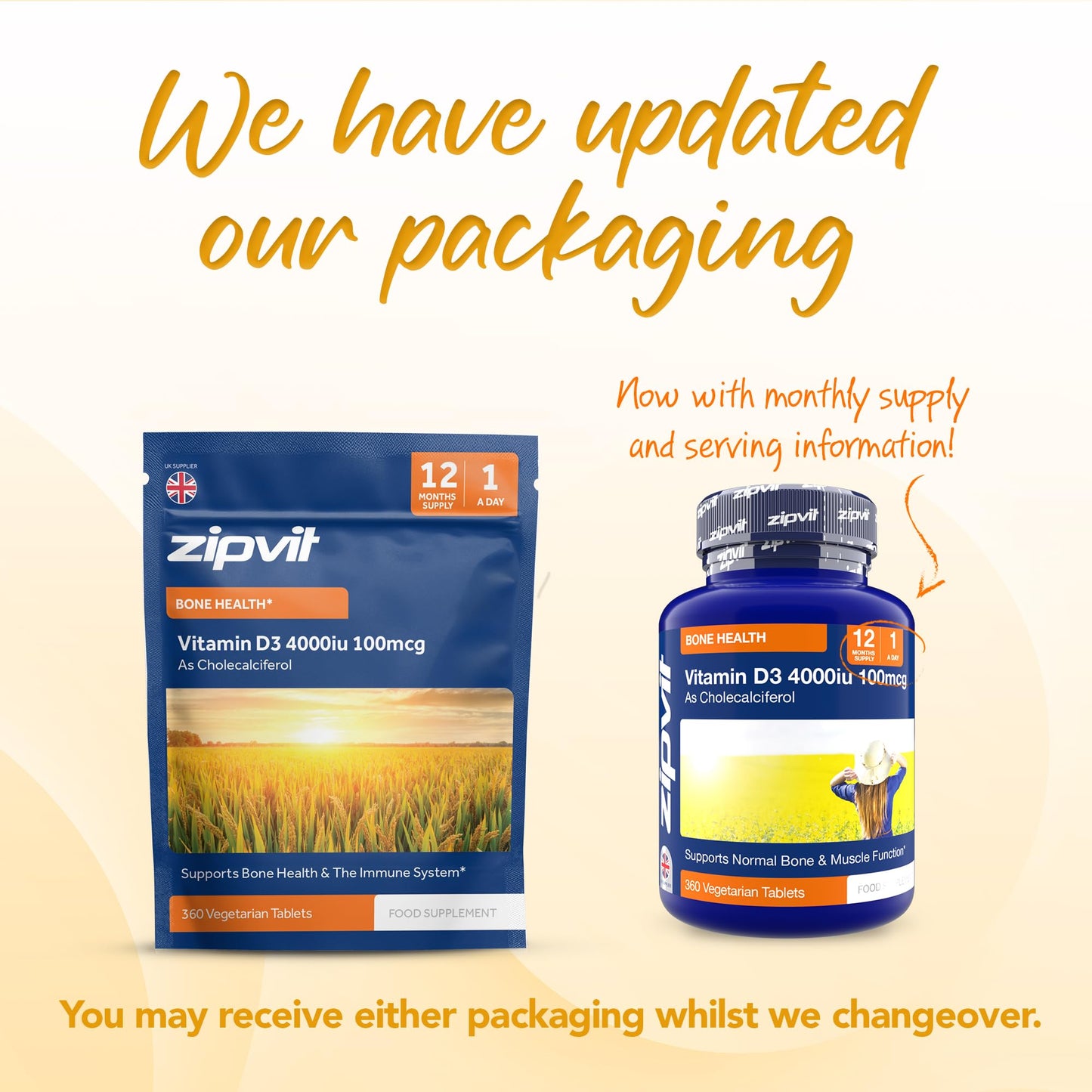 Zipvit Vitamin D3 4000 IU, 360 Maximum Strength Vitamin D Tablets, 12 Months Supply, Vegetarian, 1 a Day, VIT D3 As Cholecalciferol, Supports Bones Muscles, Immune System