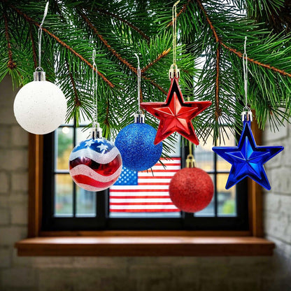 Patriotic Ornaments Hanging Balls - 28 Pcs 4th of July Independence Day Tree Ornaments Memorial Day Red White Blue Stars Balls for Veterans Day Holiday Party Home Christmas Tree Decor (red blue white)