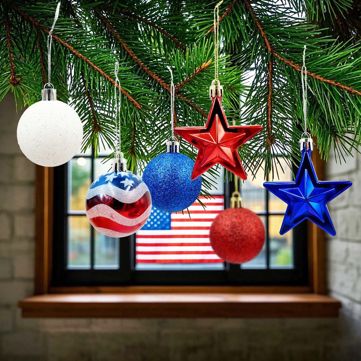 Patriotic Ornaments Hanging Balls - 28 Pcs 4th of July Independence Day Tree Ornaments Memorial Day Red White Blue Stars Balls for Veterans Day Holiday Party Home Christmas Tree Decor (red blue white)