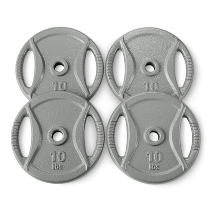 Amazon Basics 1-Inch Grip Weight Plates, 10 lb, Strength Training, Home Gym, 4 Pack