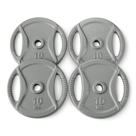 Amazon Basics 1-Inch Grip Weight Plates, 10 lb, Strength Training, Home Gym, 4 Pack