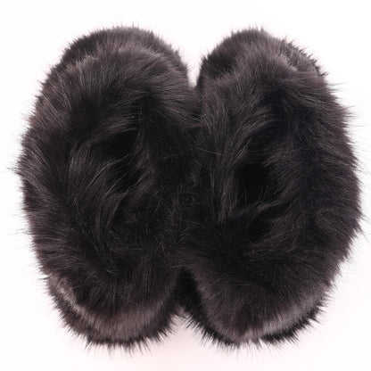 Valpeak Snow Boots for Women 2023 Furry Boots Winter Knee High Flat Heel Fluffy Faux Fur Boots(Black,9)