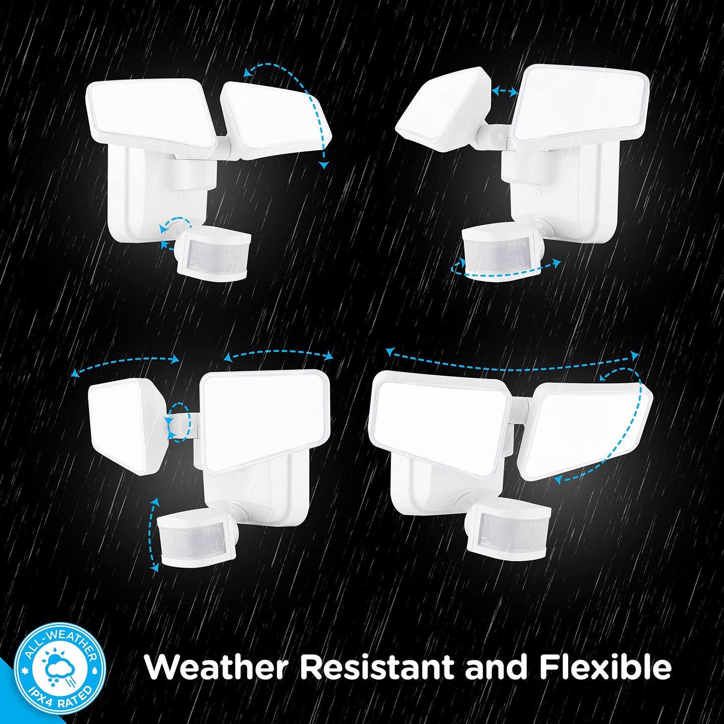 Enbrighten 2-in-1 LED Flood Light Outdoor, Security Light, 2480 Lumens, 2 Adjustable, 2200K-5000K, Motion Sensor Outdoor Light, White, 2 Head, Perfect for Driveway, Patio, Garage, and More, 40940
