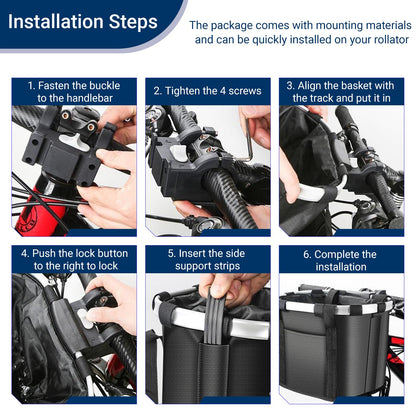 EDWERD Knee Walker Carrying Bag - Universal Foot Recovery Scooter Handlebar Pouch Storage Tote for Knee Scooter, Rollator, Wheelchair, Bike (Black - B)